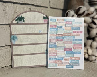 Pastel Bible Bookshelf Tracker Stickers: Reading Guide