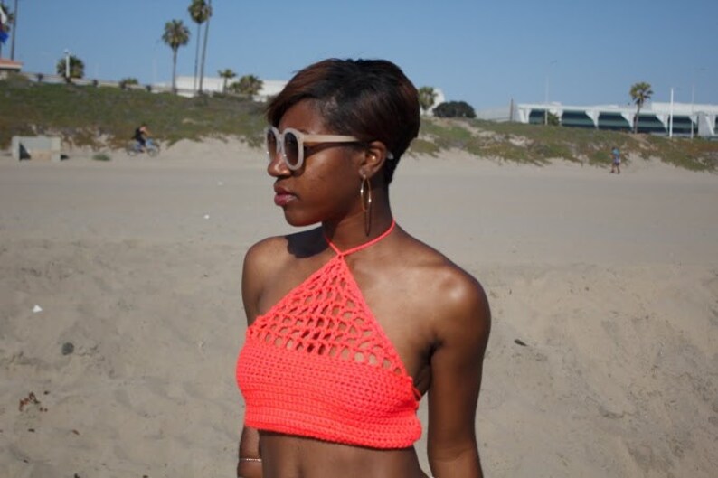 Harper Coral Crochet Halter