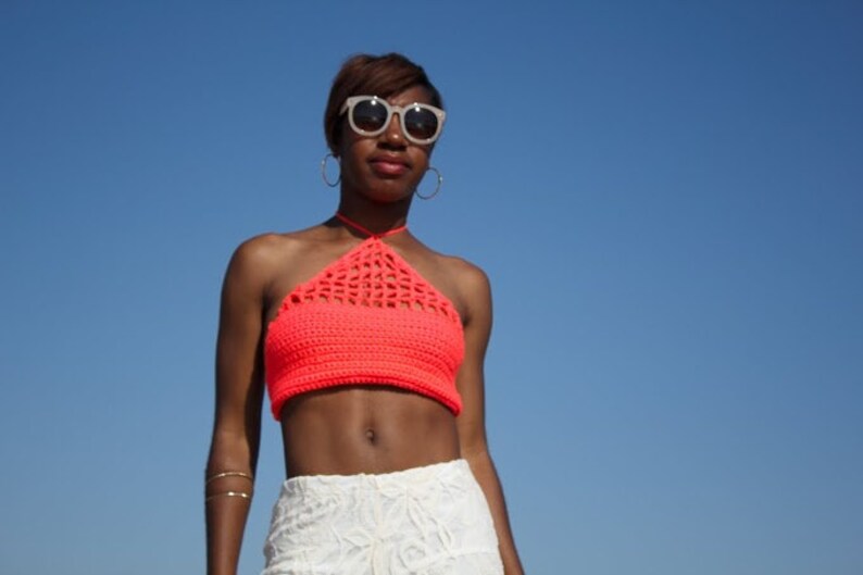 Harper Coral Crochet Halter