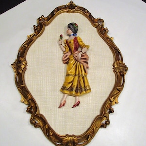 Victorian Lady 3D Wall Plaque: Framed Bas Relief Sculpture