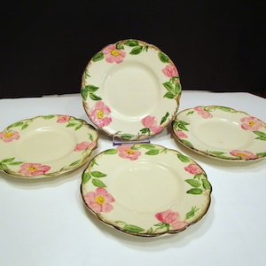 4 Franziskaner Desert Rose Brot-/Dessertteller, Franziskaner Desert Rose CABINET Teller CHIPPED, Franziskaner Desert Rose Steingut, Mer