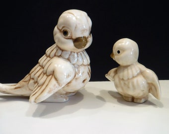Hand Painted Pair of Ceramic Birds Vintage Mid Century Made in Japan