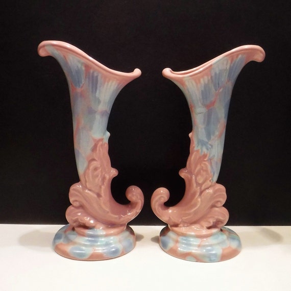 Pair Of Royal Haeger Vases Royal Haeger Pottery Robin Blue Etsy