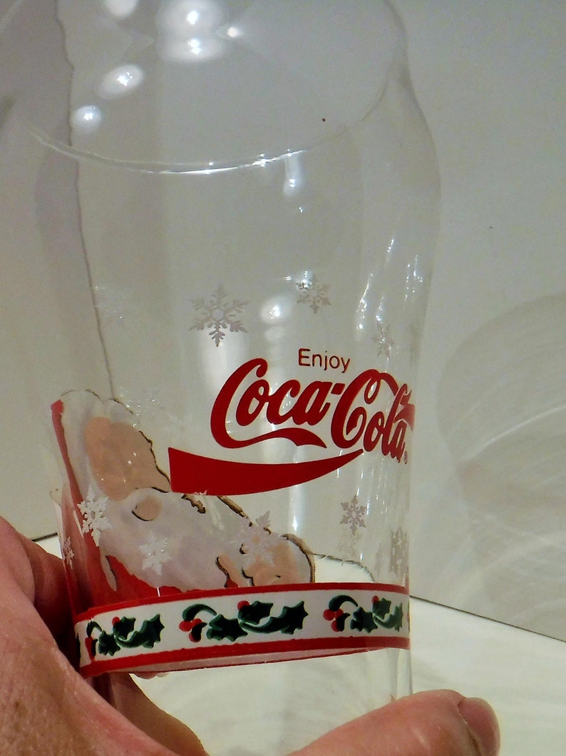 Coca Cola Santa Claus Glass Christmas Glass Coke Trademark Coca Cola Glass Enjoy Coca Cola Christmas Glass Collectible Coke Glass