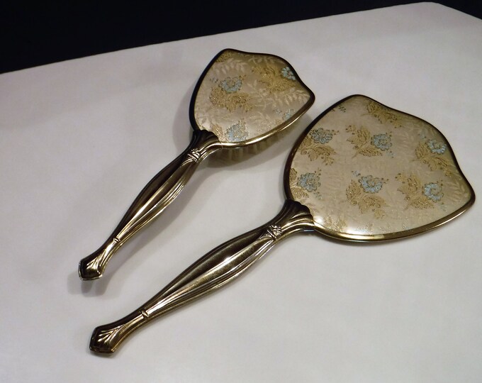 Antique Brass Mirror and Brush Vanity Set Art Deco Vanity Etsy