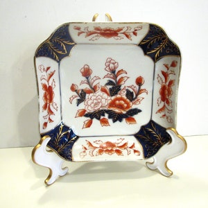 Vintage Japanese Porcelain Trinket Dish: Floral Asian Design, 6.25&quot; Square