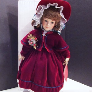 Paradise Galleries Noelle Porcelain Christmas Doll - Treasury Collection, COA
