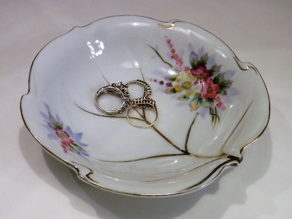 Sink Bedside Ring Trinket DISH, Vintage Floral Le… - image 2