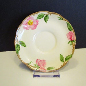 Franciscan Desert Rose Saucer: Ivory Earthenware with Pink Flowers