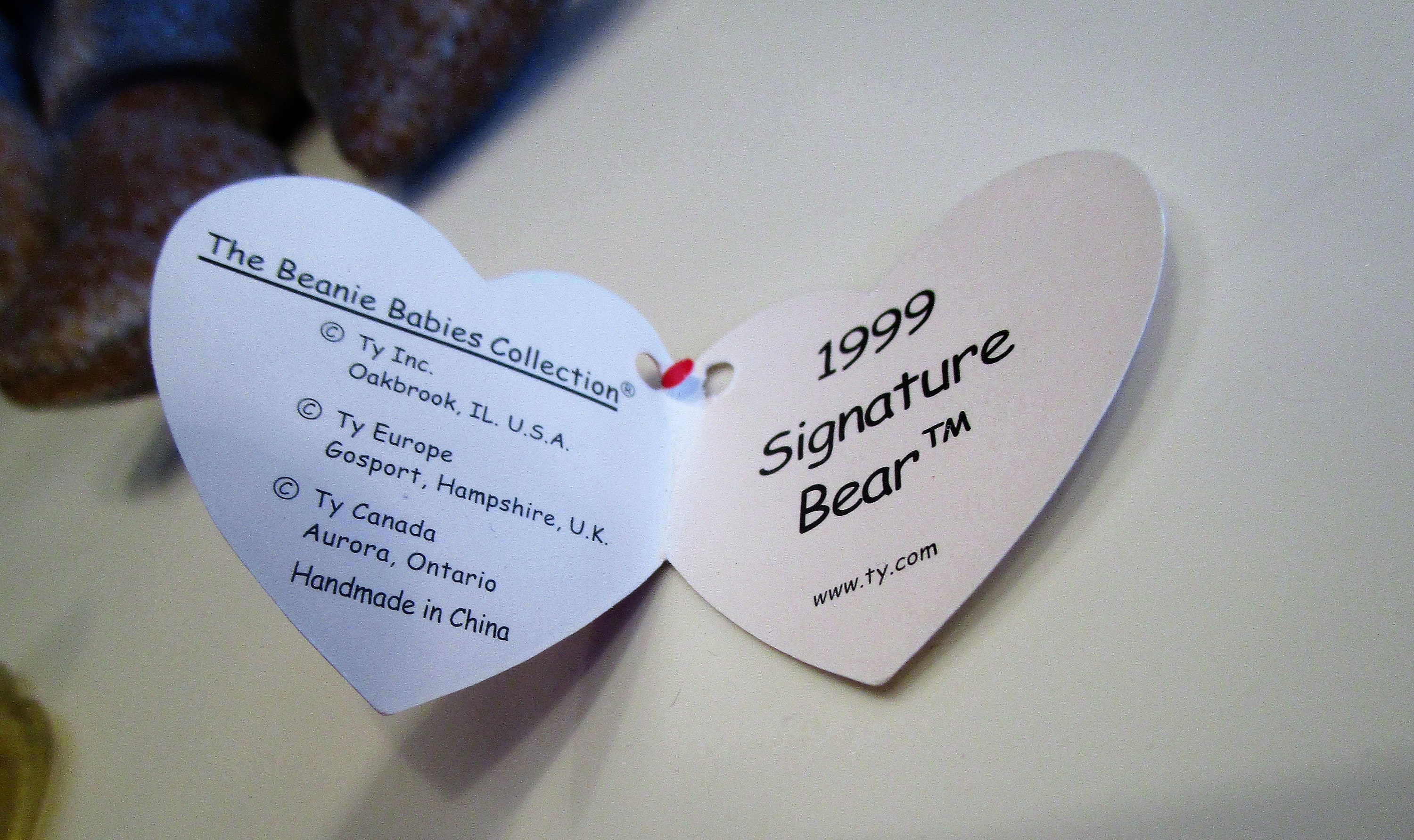 Rare 1999 Signature Bear Ty Beanie Baby: Error Edition, Unstamped