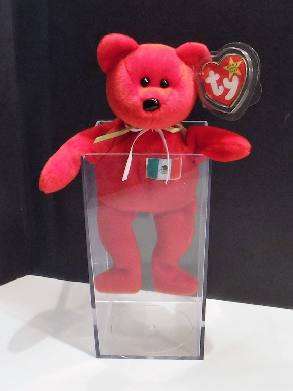 Rare 1999 Osito Ty Beanie Babies Mexico Mexico TY Beanie Baby Osito Bear W Plastic Case Mexican Beanie Babies TY Beanie Baby Red Bear mer Etsy UK