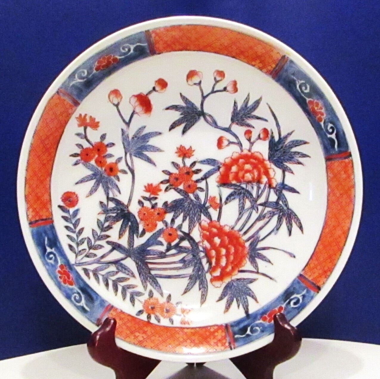 手彩入り日本製磁器ボウル：オレンジとブルーの花模様 - Etsy 日本