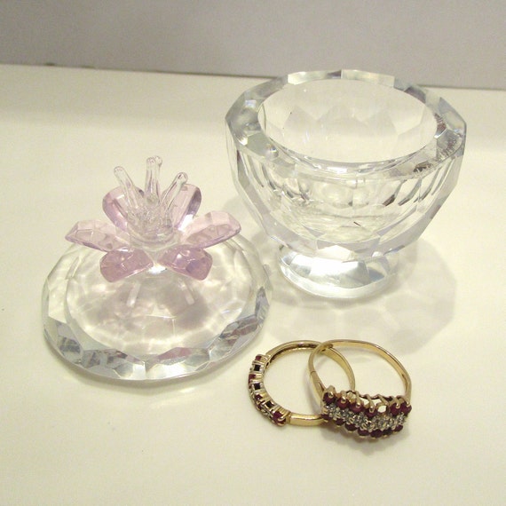 Crystal Ring Holder Box, Crystal Jeweled Box, Cry… - image 4