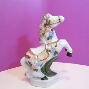 Colorful Horse, Vintage ceramic stallion horse made in China, Colorful Glazed Ceramic Horse Statue, Rearing Porcelain Horse Figurine, China