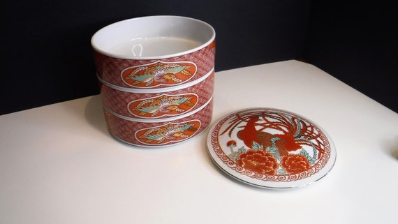 3 Tier Colorful Asian Porcelain Jewelry Trinket B… - image 9