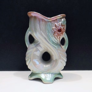 Art Nouveau Lusterware Vase: Iridescent Pearl Opalescent Finish