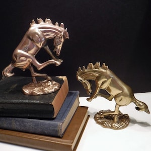 Brass Horse Bookends, Vintage Brass Rearing Horse Bookends, Unique Equestrian Bookend, Library Decor, Horse Theme Decor,Gift for Horse Lover