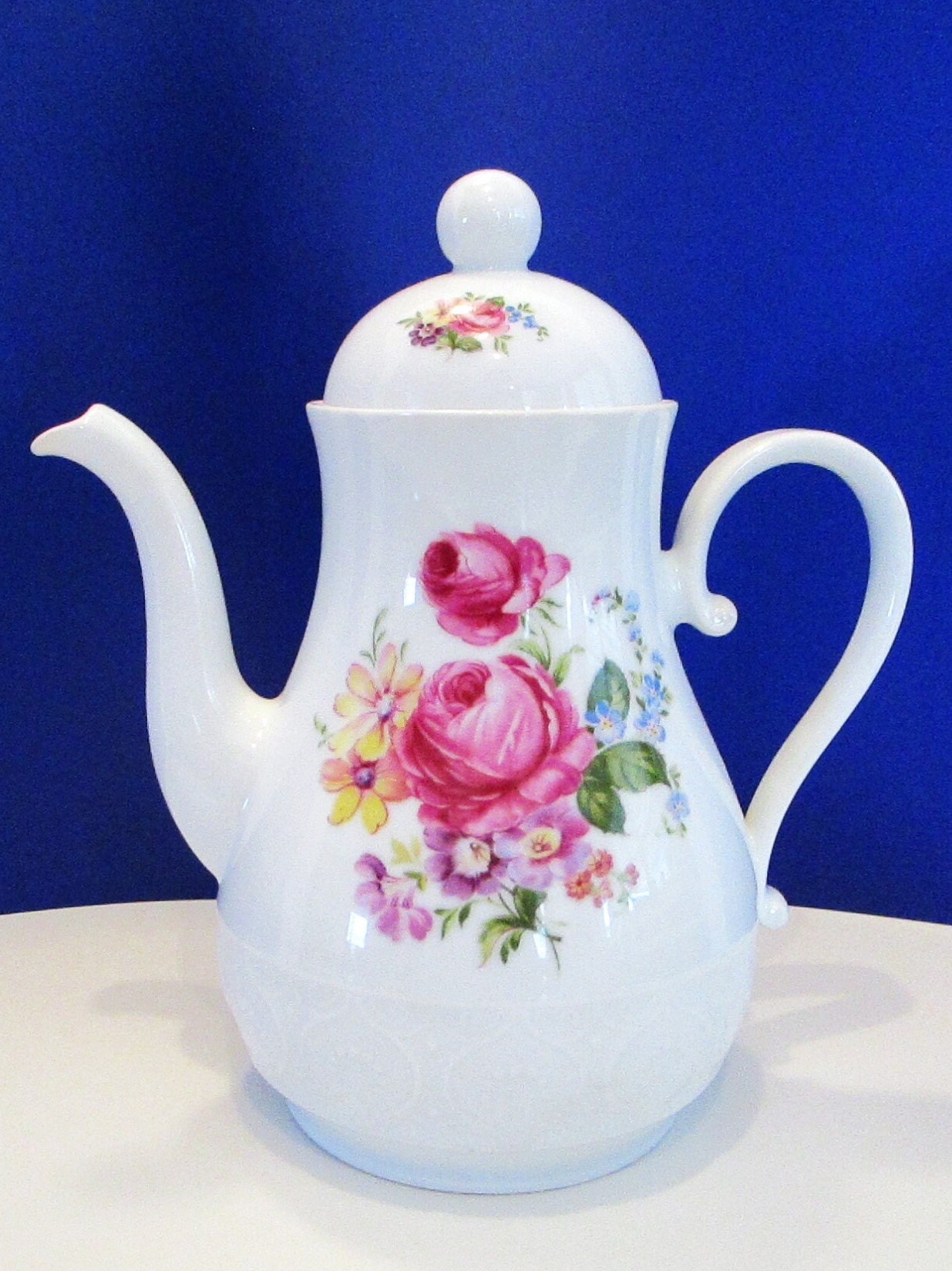 Schirnding Bavaria Tea Set: 1970s Porcelain Teapot, Sugar Bowl