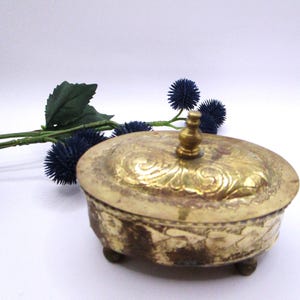 Brass Trinket Box, Brass Jewelry Box, Brass Office Decor Box, Paperclip Holder, Etched Brass Finish hinged lid trinket box, Vanity Decor