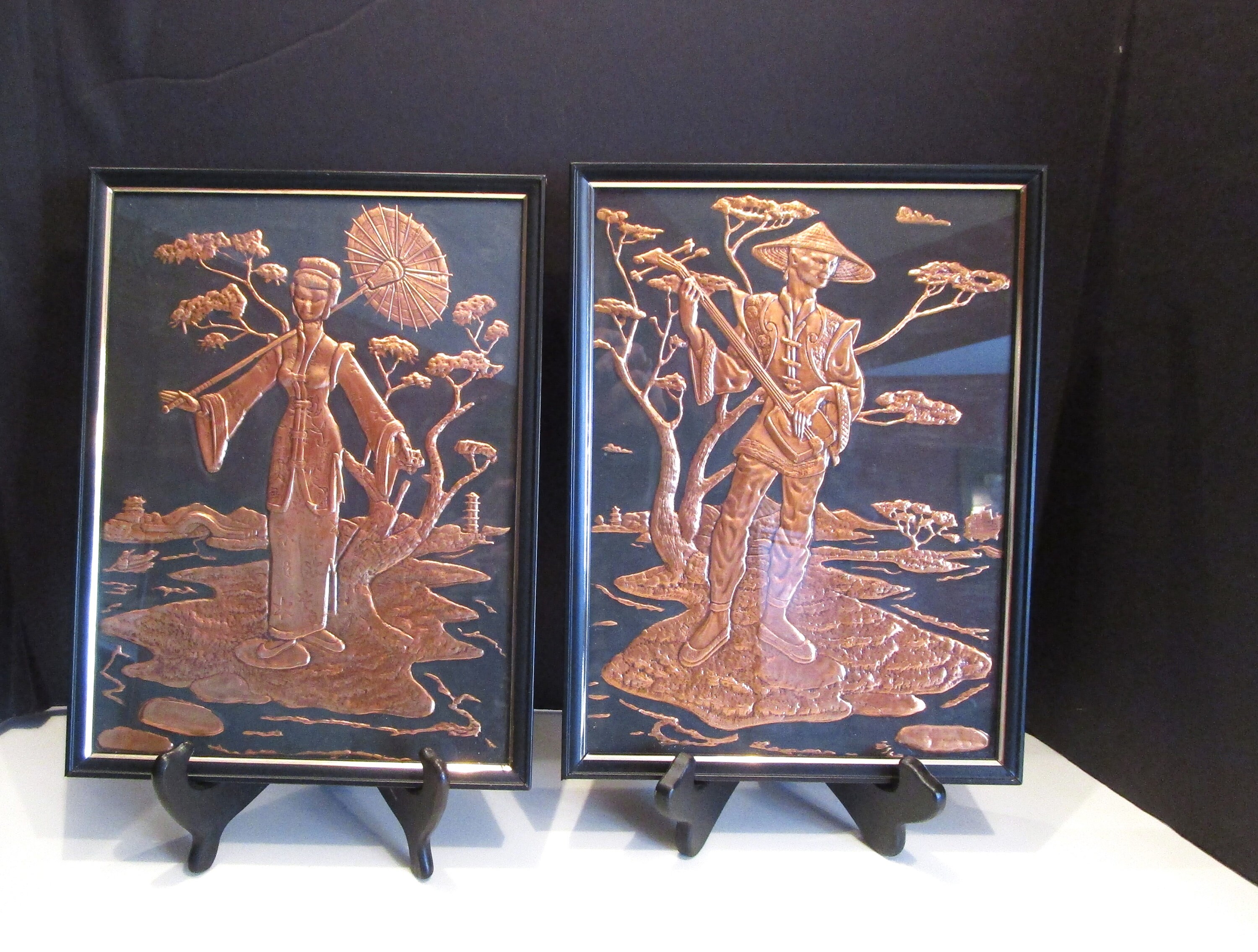 【50s】1950s orientalmotif walldeco【値下げ】 1950s MCM Copper Embossed Oriental Man Wall Art - Etsy