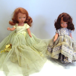 Vintage Nancy Ann Storybook Bisque Dolls - 1940s Pair with Stands