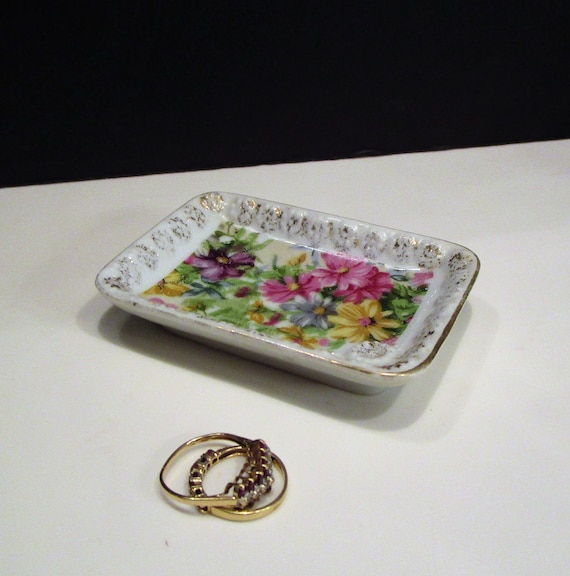 Trinket Dish, Sink Bedside Ring Dish, Floral  Tri… - image 1