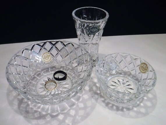 Nesting Bowls Lenox Crystal Bowls Diamond Pattern 3 Piece Etsy