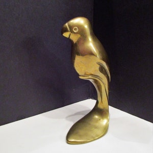 Parrot Solid Brass Sculpture, Parrot Bird Figure Brass, Vintage Brass Parrot Figurine, Brass Bird, Mid Century Solid Brass Parrot, MER