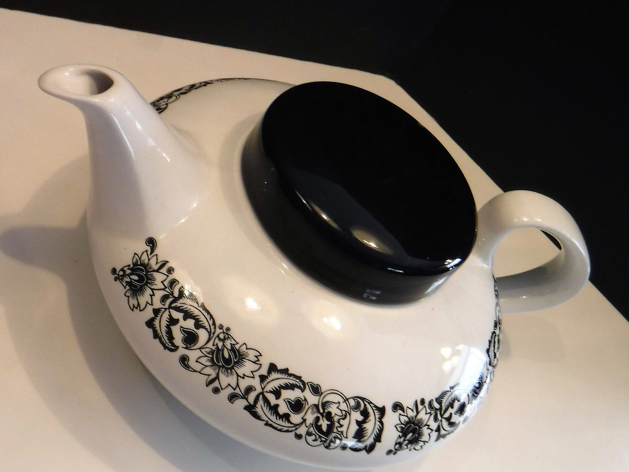 Cafetera de tetera blanca y negra ridgway Ironstone english | Etsy México