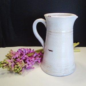 Large White Vase Pitcher, X Large White Red Clay Pottery Pitcher, Lrg Rustic Kitchen Décor, Hand Thrown Pitcher, Stoneware Vase Pottery, ME