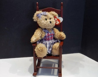 vintage Ty Attic Treasures « Merci maman » ours avec bascule en bois