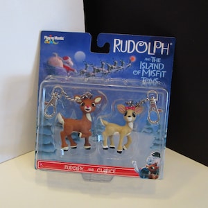 Rudolph the Red Nosed Reindeer Rudolph and Clarice Key Chains, Misfits Keychain, Island of Misfit Toys Keychains Rudolph and Clarice, MER