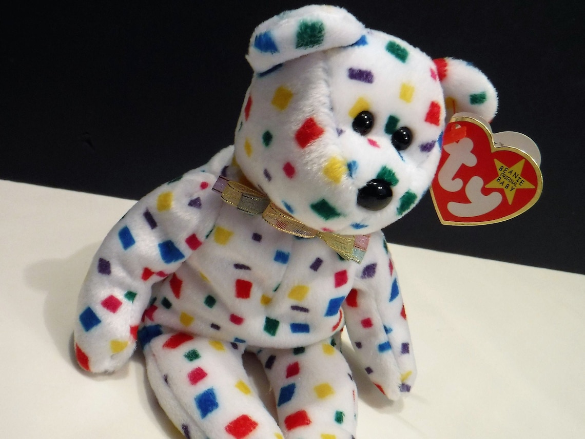 Y2K Ty Beanie Babies Confetti Bear TY 2K Rare Beanie Baby Etsy