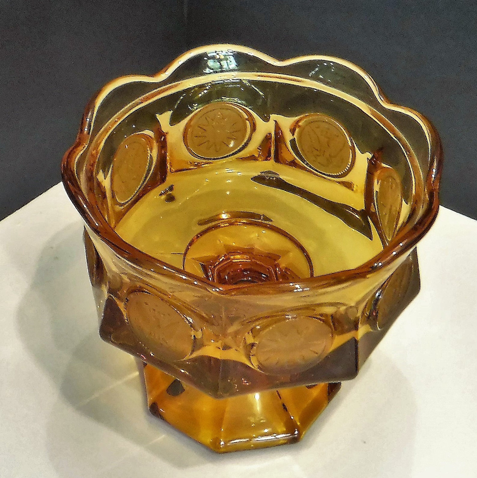 Fostoria Amber Glass Bowl Heavy Glass Fostoria 1887 Etsy