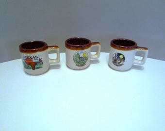 Vintage Mini Coffee Mugs, Shot Glass Stein Espresso Cup New Mexico, Texas, Arizona, State Memorabilia