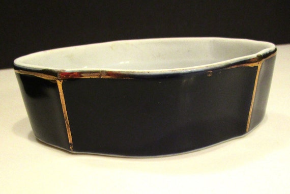 Cobalt Trinket Box: Victorian Ladies Scene, Gold … - image 7