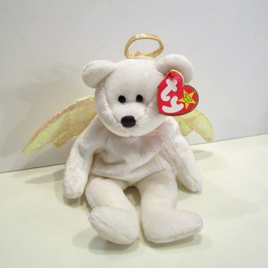 Ultra Rare Ty Halo Beanie Baby Brown Nose, TY Beanie Bear Halo Angel, Beanie Baby Halo Brown Nose, Original Beanie Baby Halo, Ty Beanie, MER