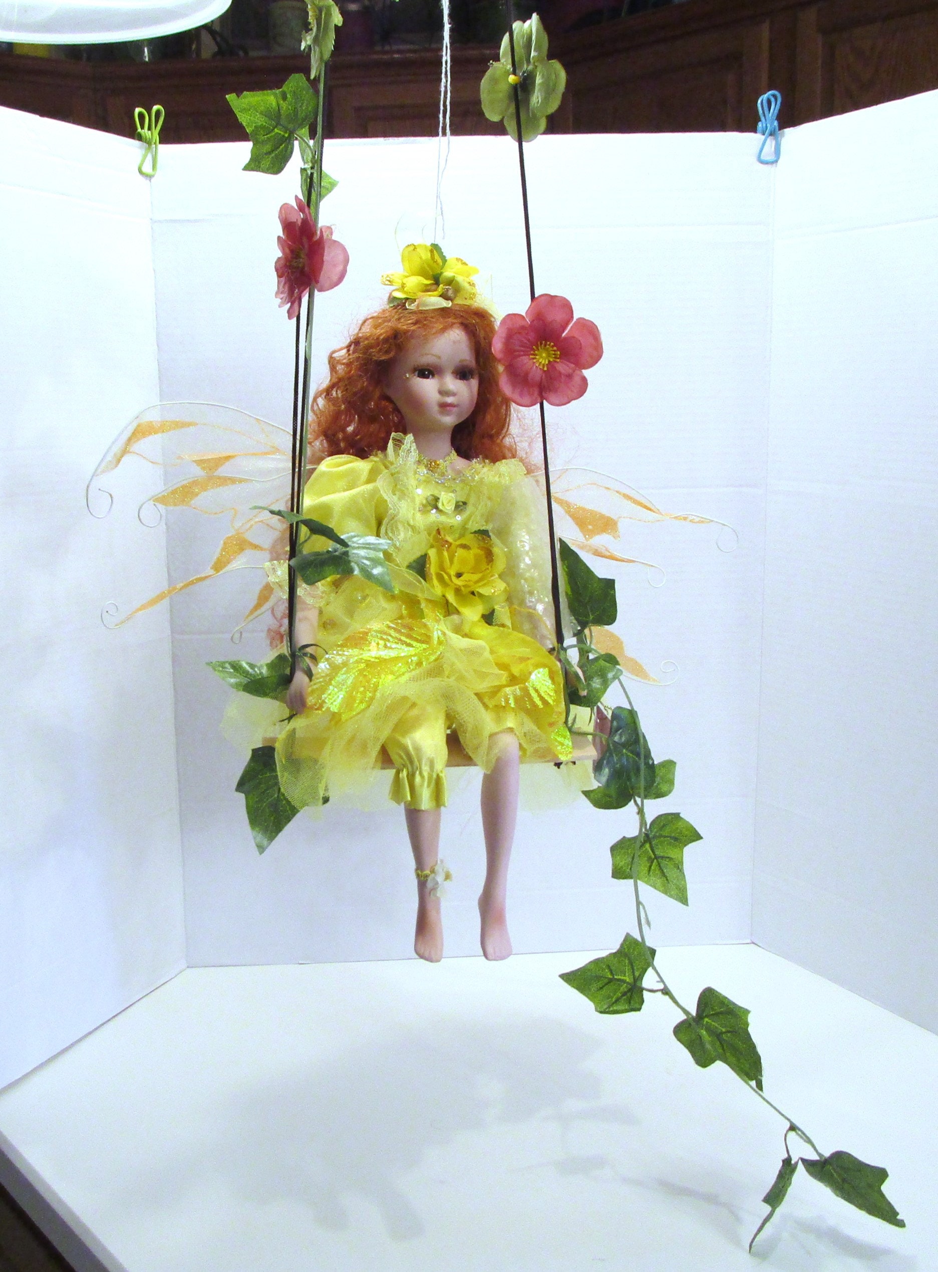 Vintage Fairy Doll Sitting on a Swing, KENNIX DOLL 1980's