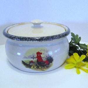 Vintage Casey Pottery Rooster Crock, Farmhouse Country Decor Jar