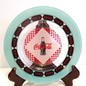 Vintage Coca-Cola Plate: Teal Green Arcoroc Glass Diner Decor