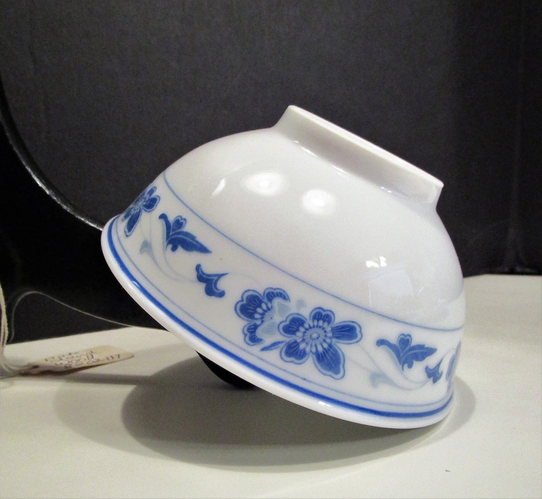 Asian Rice Bowl Asian Pedestal Rice Soup Blue White Bowl Etsy