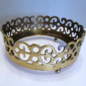 Ornate Brass Filigree Pot Stand Holder, Vintage Candle Holder, Made in India