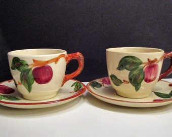 2 Vintage Franciscan Apple Teacups & Saucers - Set of 2 Earthenware
