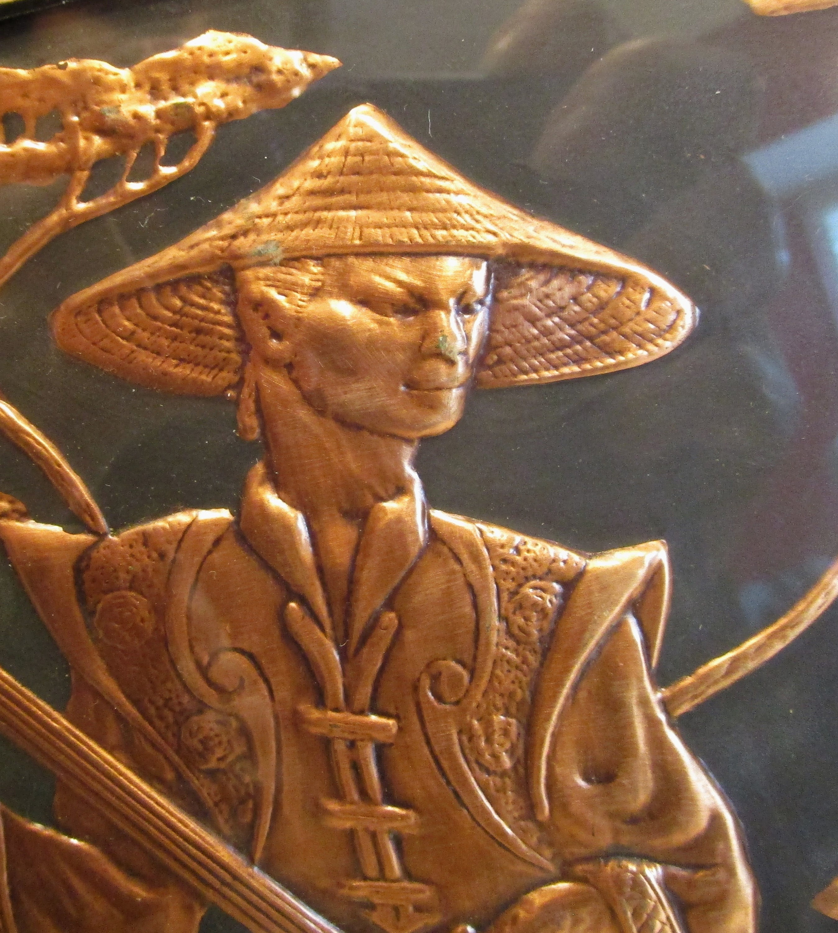 1950s MCM Copper Embossed Oriental Man Wall Art - Etsy