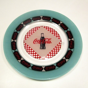 Vintage Coca-Cola Plate: Teal Arcoroc Glass Diner Decor