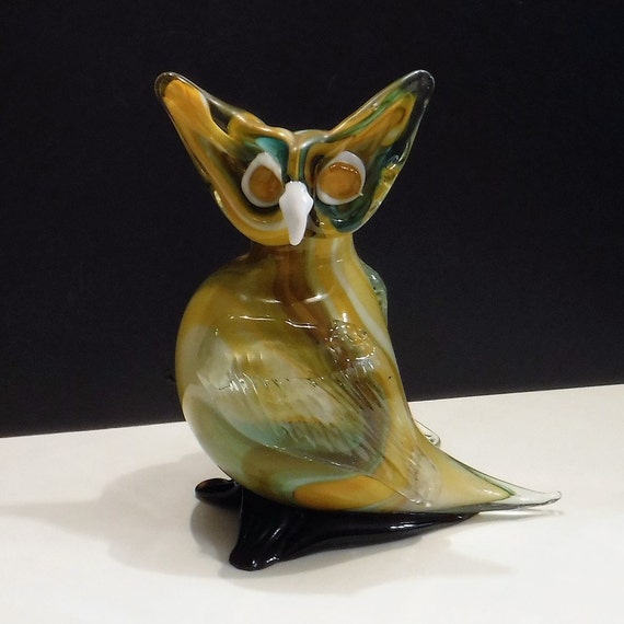 Glass Owl Owl Vase 8 1 2 Inches Tall Large Hand Blown Art Etsy