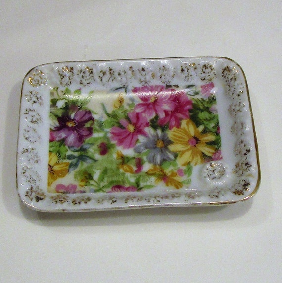 Trinket Dish, Sink Bedside Ring Dish, Floral  Tri… - image 6