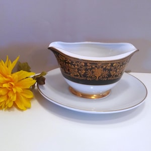 Salsera ROYAL DUCHESS Vintage Modern China Table Institute Fine China Japan con plato adjunto #3989