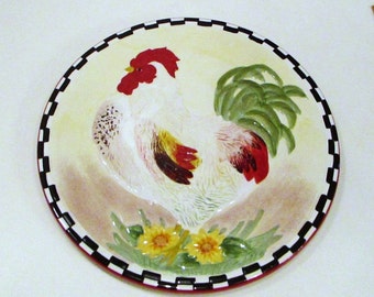 SAKURA Chicken Hen Plate Platter, The SAKURA Table Chanticleer Chicken Hen Plate By Sally Ekman Roberts, Farmhouse Ceramic Hen Plate Decor,