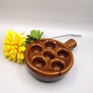 Brown Ceramic Escargot Baking Dish, Brown Ceramic 6 hole Escargot Baking Dish, Escargot Tray, Escargot Tray Holds 1/2 dozen Snails